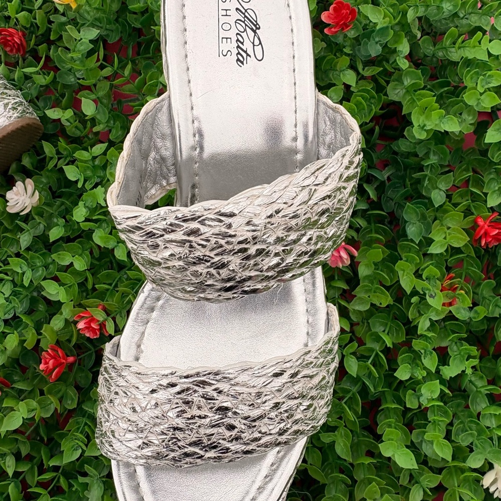 Silver Braided Women's Sandals